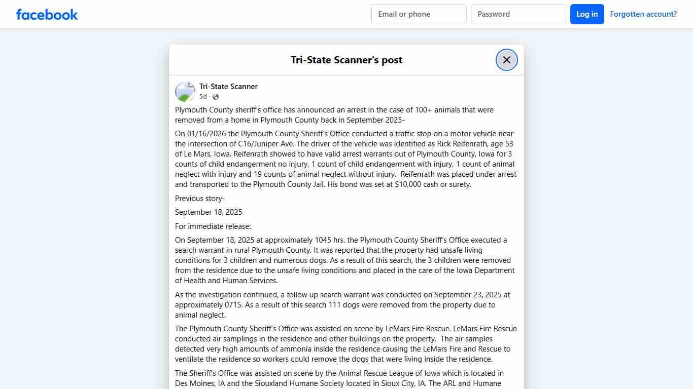 Plymouth County sheriff’s office has... - Tri-State Scanner Facebook