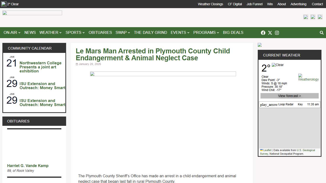 Le Mars Man Arrested in Plymouth County Child Endangerment & Animal Neglect Case - Sioux County Radio
